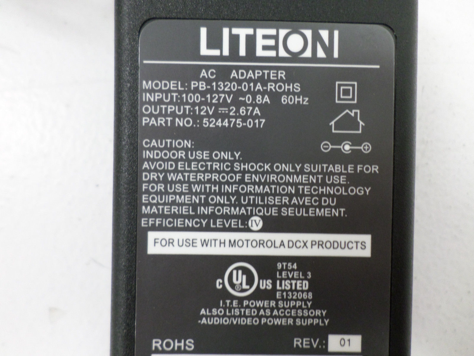 New LITEON PB-1320-01A-ROHS 12V 2.67A 524475-017 AC Adapter New LITEON PB-1320-01A-ROHS 12V 2.67A 524475-017 AC Adapter